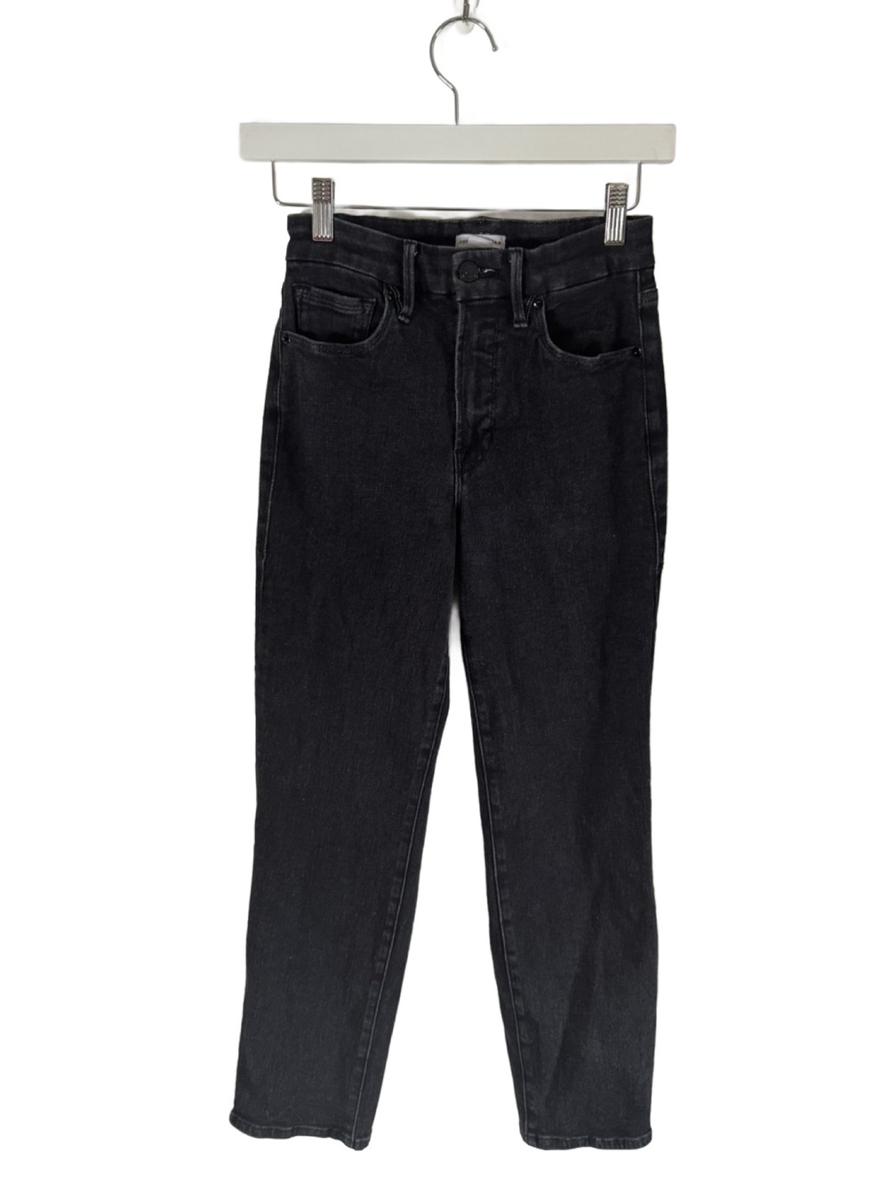 Good American Black High-Rise Straight Leg Jeans